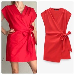 ZARA TIED POPLIN JUMPSUIT SIZE M